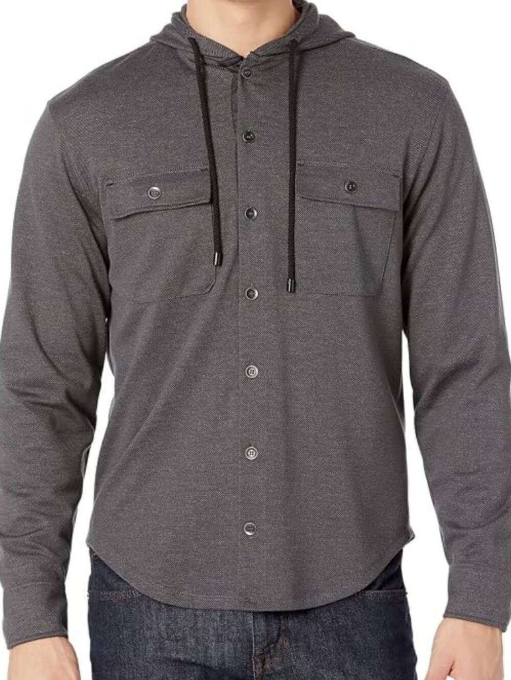 Urban Pipeline Large Button down Cotton Hoodie Mens Camo Blue Gray Pockets